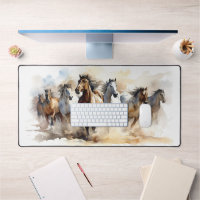 Chevaux sauvages Mustangs Moderne Equestre Aquarel