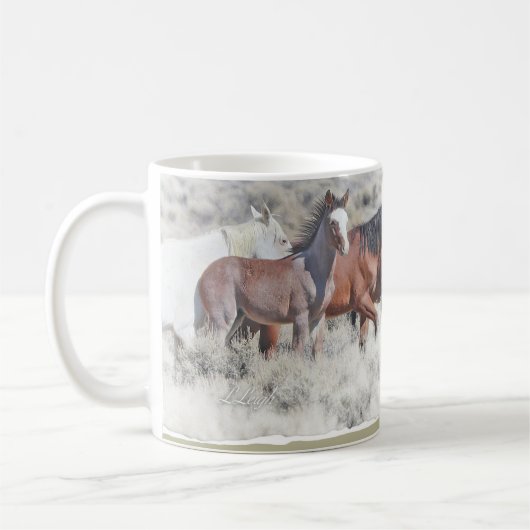 Chevaux sauvages se déplaçant à l'eau, Mug (Gauche)