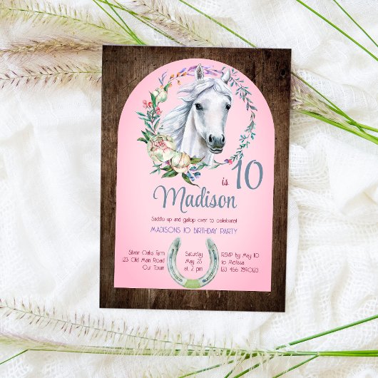 Chevaux selle up cowgirl anniversaire invitation