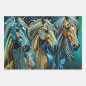 Chevaux Turquoises, Papier à envelopper Jeu plat d (Devant)