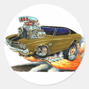 Chevelle Brown Car 1970 Ronde Sticker