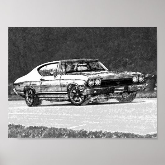 Chevelle Pencil Schets 1968 Poster (Voorkant)