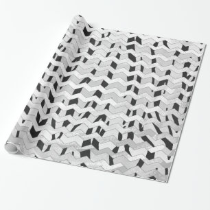 Cheveron Tiger Black en White Print Cadeaupapier