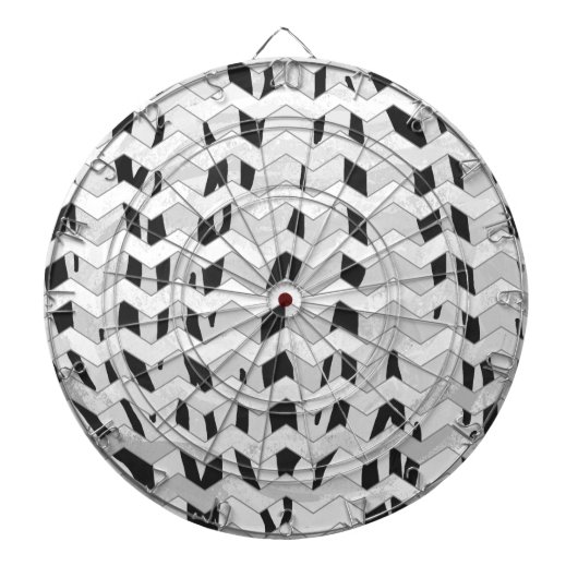 Cheveron Tiger Black en White Print Dartbord (Voorkant)