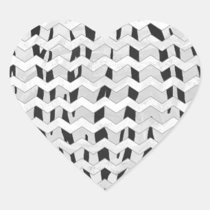 Cheveron Tiger Black en White Print Hart Sticker