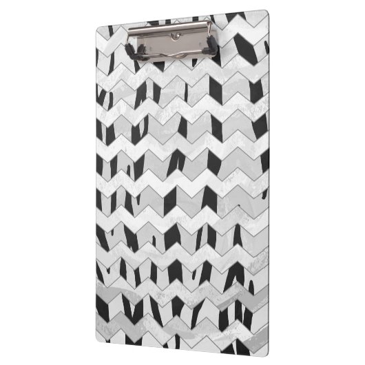 Cheveron Tiger Black en White Print Klembord (Links)