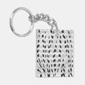 Cheveron Tiger Black en White Print Sleutelhanger (Voorkant Links)