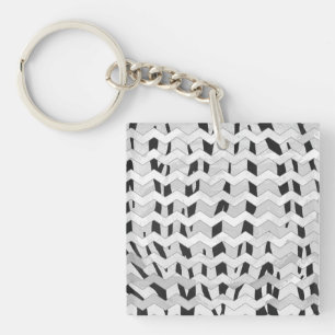 Cheveron Tiger Black en White Print Sleutelhanger