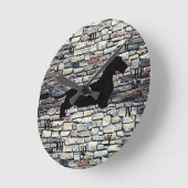 Cheveux de fil Dachshund Faux Brick Mur Horloge (Angle)