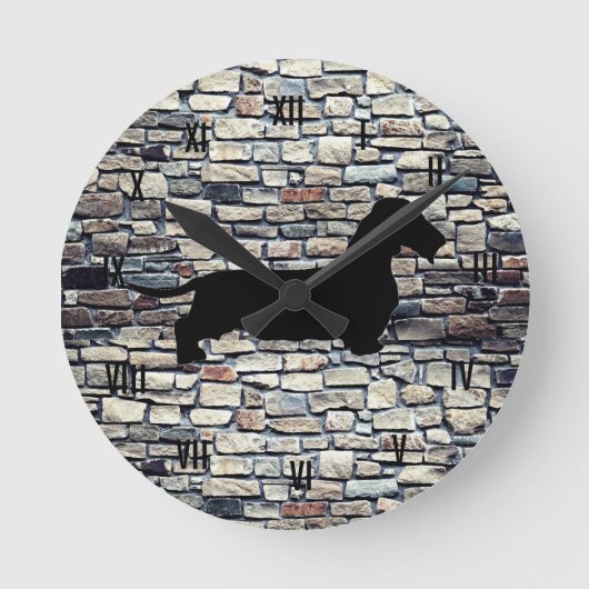 Cheveux de fil Dachshund Faux Brick Mur Horloge (Recto)