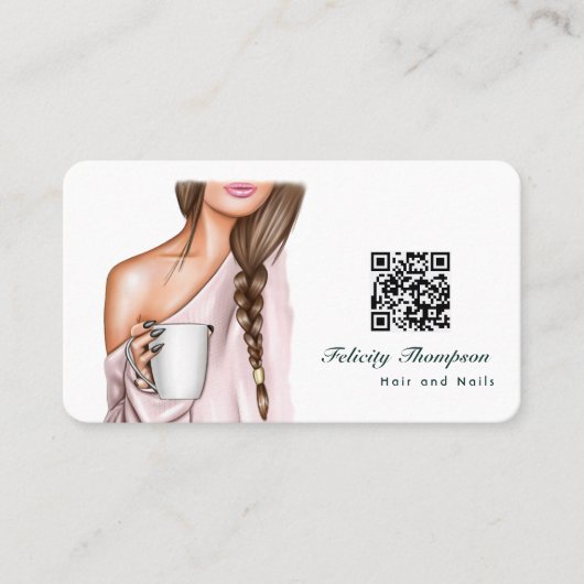 Cheveux et ongles QR Code Carte de visite (Devant)