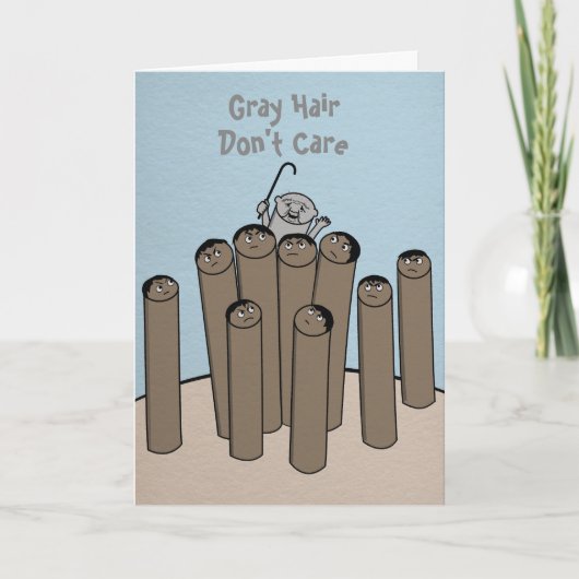 Cheveux gris amusant Bonne carte d'anniversaire (Devant)