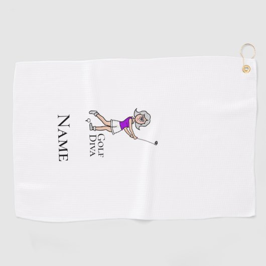 Cheveux gris Female Golf Serviette (Horizontal)