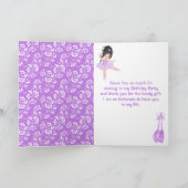 Cheveux noir Ballerina violet Merci d'anniversaire (Intérieur)