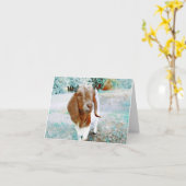 Chèvre adorable à dire Bonjour - Carte blanche (Fleur jaune)