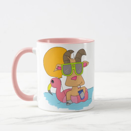 Chèvre dans un flotteur de Flamant rose - tasse de (Gauche)
