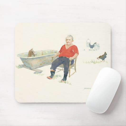 Chèvre dans un tapis de souris de baignoire (Avec souris)