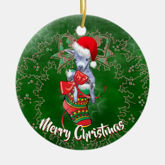 Chèvre de bébé mignonne en stock ornement de Noël (Devant)