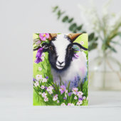Chèvre de Pâques enfant Floral Aquarelle Carte pos (Debout devant)