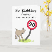Chèvre drôle 90ème anniversaire carte (Fleur jaune)
