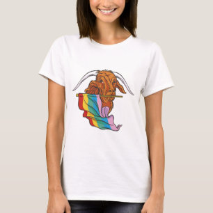 Chèvre LGBTQ Pride avec T-shirt avec drapeau Arc-e
