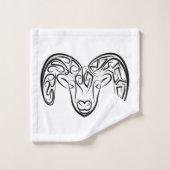 Chèvre tribale noire et blanche / Mouton (Gant de toilette)