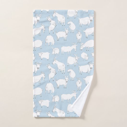 Chèvres jouant - bleus layette (Serviette à main)