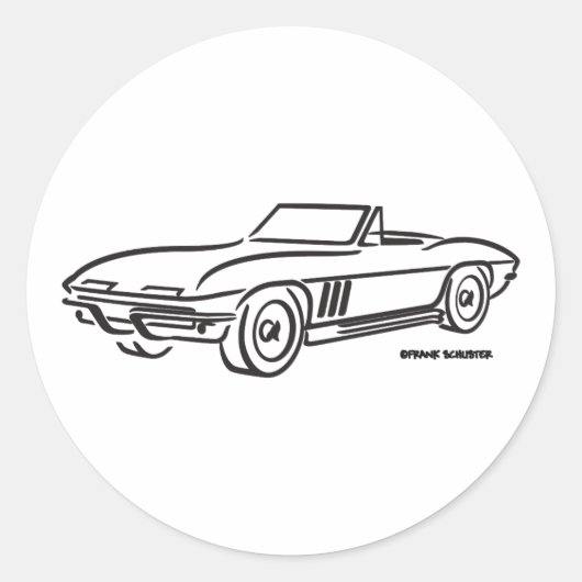Chevrolet Corvette 1966 Ronde Sticker (Voorkant)