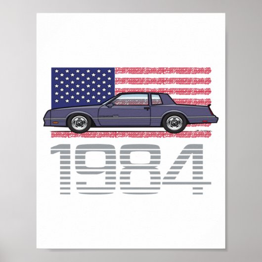 Chevrolet Monte Carlo Blue 1984  Poster (Voorkant)