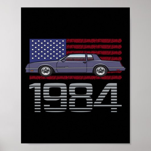 Chevrolet Monte Carlo Blue 1984  Poster (Voorkant)