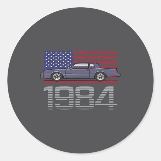 Chevrolet Monte Carlo Blue 1984  Ronde Sticker (Voorkant)