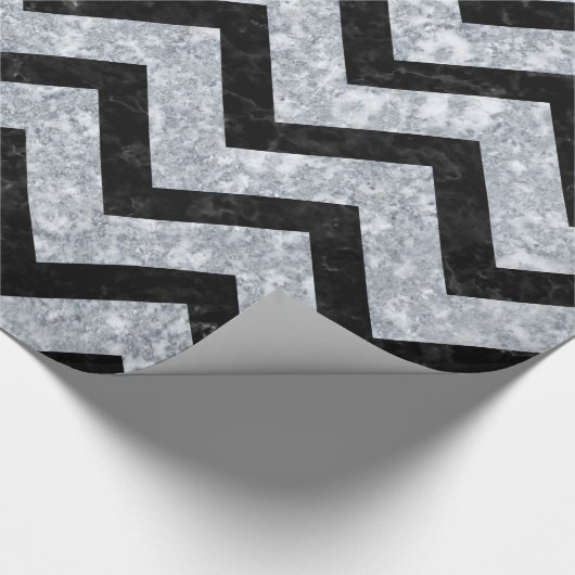 CHEVRON9 ZWARTE MARBLE & GRAY MARBLE (R) CADEAUPAPIER (Hoek)
