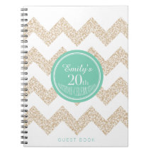 Chevron 20th Birthday Party Gastenboek Kies kleur