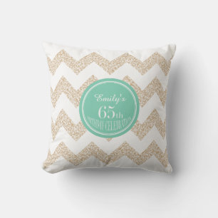 Chevron 65th Birthday Celebration Pillow met naam Kussen