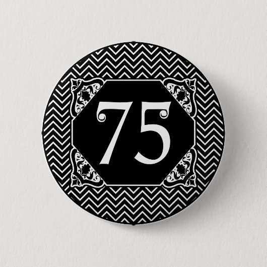 Chevron 75th Birthday Ronde Button 5,7 Cm (Voorkant)