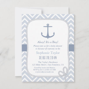 Chevron Anchor Nautical Baby Shower Invitaties Kaart