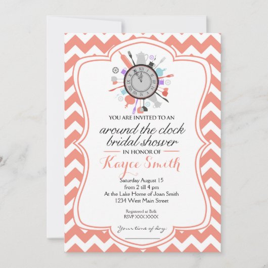 Chevron autour de l'horloge Invitation de la douch (Devant)