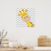 Chevron Baby Giraffe Nursery Wall Art Poster (Keuken)