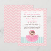 Chevron Ballerina Girl Baby Shower Invitations (Devant / Derrière)