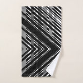 Chevron Barcode Rayé Gris Noir (Serviette à main)
