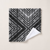 Chevron Barcode Rayé Gris Noir (Gant de toilette)
