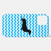 Chevron Bébé Bleu Avec Coque Silhouette Dachshund- (Verso (horizontal))