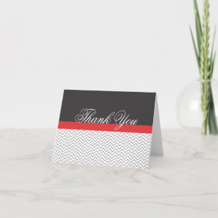 Chevron Black White Red Dank je wel Bedankkaart