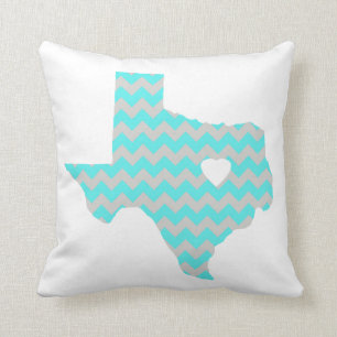 Chevron Blauwgroen en Gray Texas Sierkussen