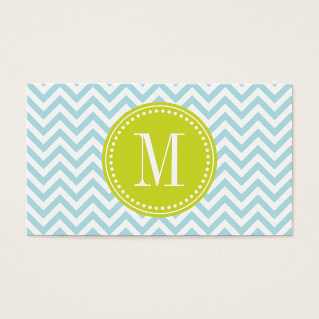 Chevron bleu clair Zigzag Monogramme personnalisé (Devant)