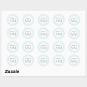 Chevron bleu décoré d'un monogramme - étiquettes (Feuille)