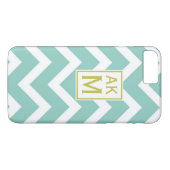 Chevron bleu et blanc Monogram iPhone 7 Plus Coque (Dos (Horizontal))