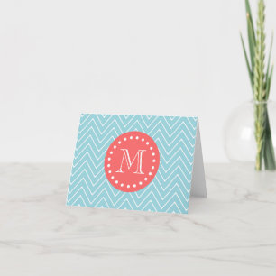 Chevron bleu et de corail avec le monogramme fait