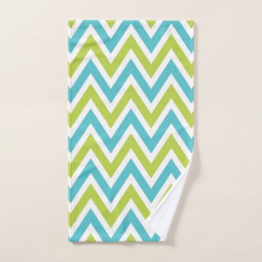 Chevron bleu et vert moderne (Serviette à main)