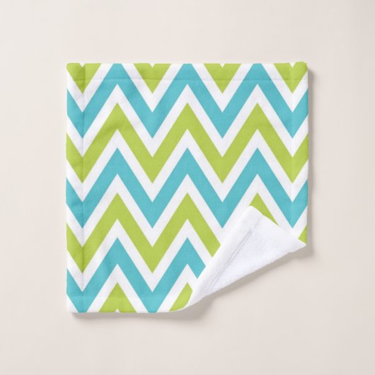 Chevron bleu et vert moderne (Gant de toilette)